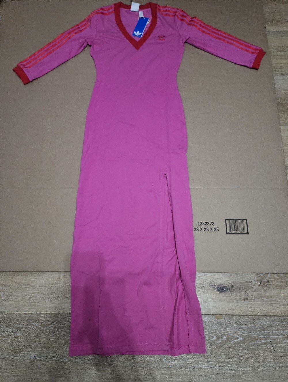 Adidas 3 Stripes Fuchsia Maxi Dress